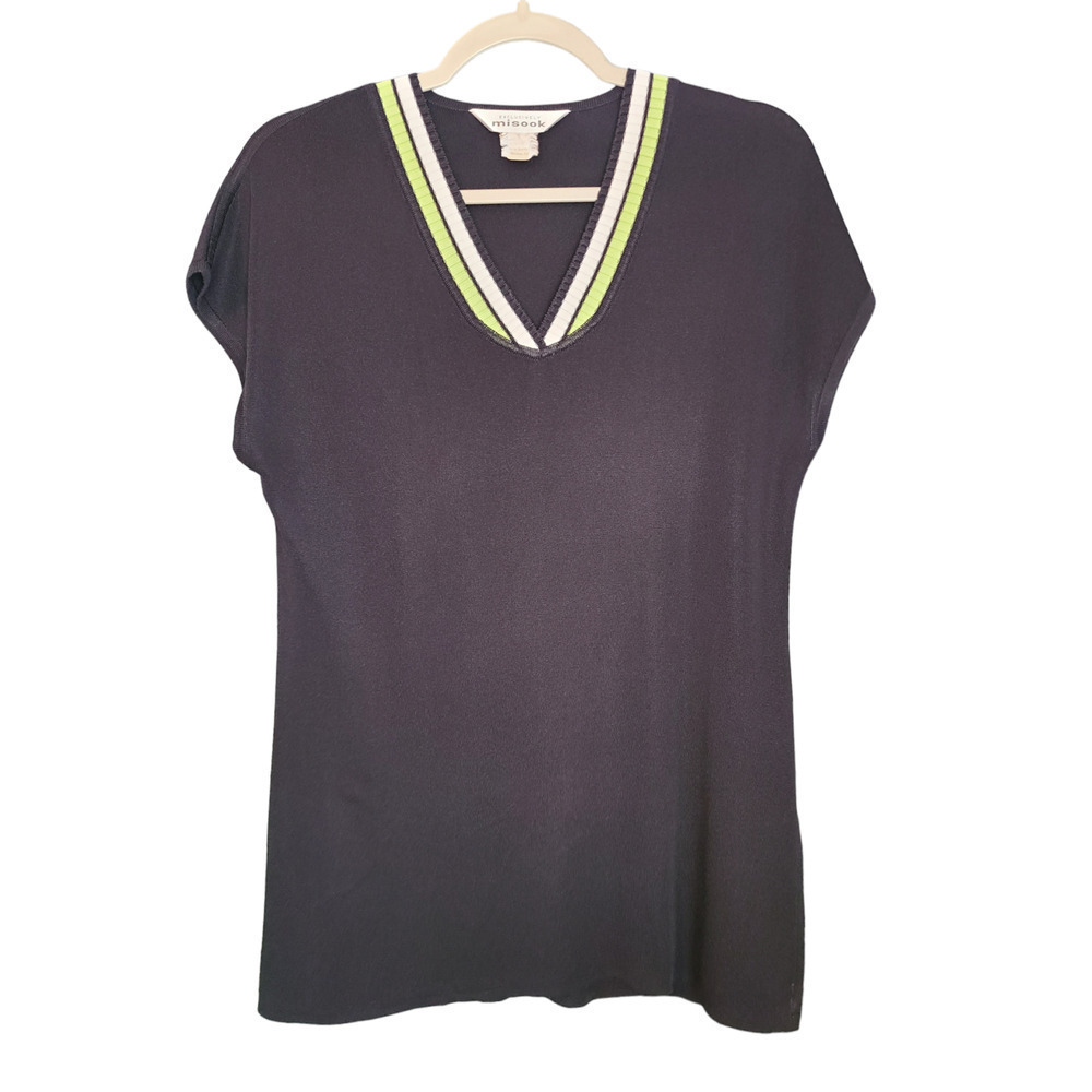 Exclusively Misook Black V-Neck Tunic Top Size Small